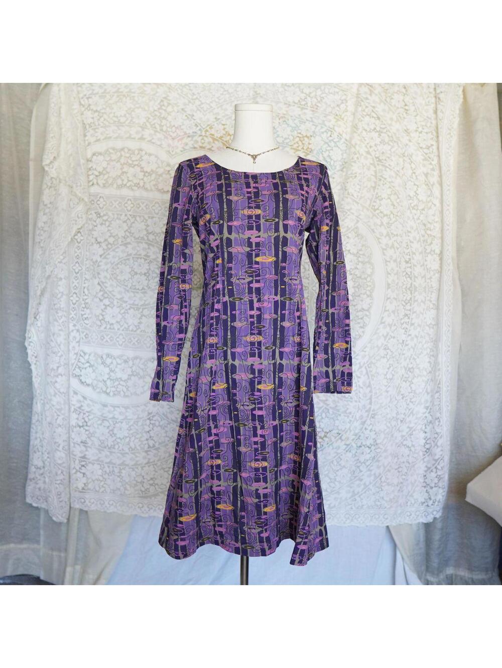 Ethos Paris Long Sleeve Midi Dress Cotton Euro Lightweight